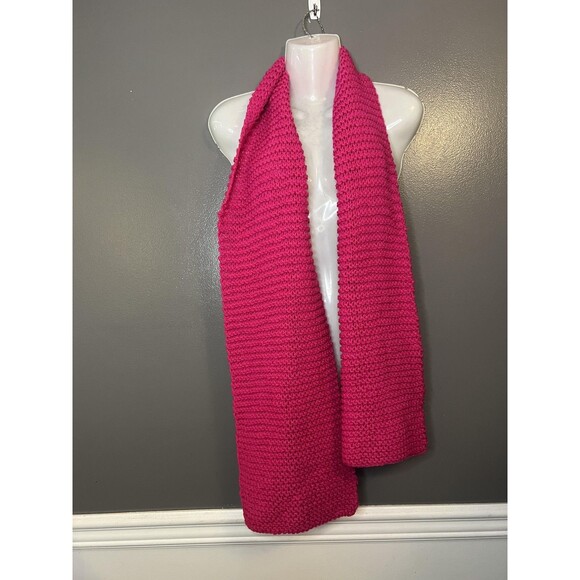 Knit Scarf Womens One Size Pink Long Chunky Winter Warm Solid Cold Weather Wrap - Picture 1 of 3
